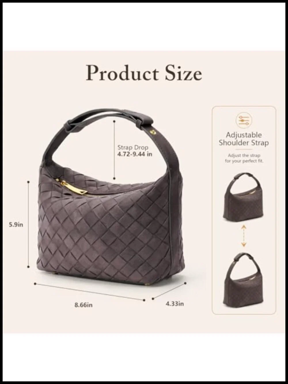 Handwoven Faux Suede Hobo Handbag with Adjustable Strap Shoulder Bag